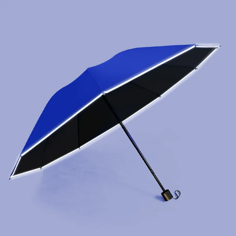 

Прочный зонт с отражающим покрытием - черный, устойчивый к штормам, ручной зонт для ночных поездок, защита от дождя, ветра и солнца