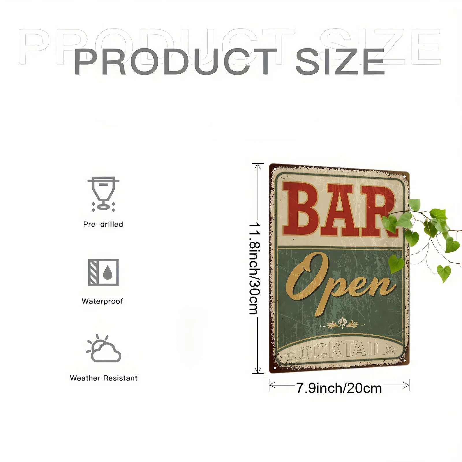 2D Flat 1pc 20 X 30 Cm/8 X 12 Inches Metal Iron Sign, Vintage Bar Opening Iron Art, Unique Creative Home Decor, Suitable for Hom