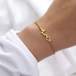 Stainless Steel Bracelets Simple Lightning Heart Pendant Chains Fashion Charms Bracelet For Women Jewelry Party Wedding Gifts