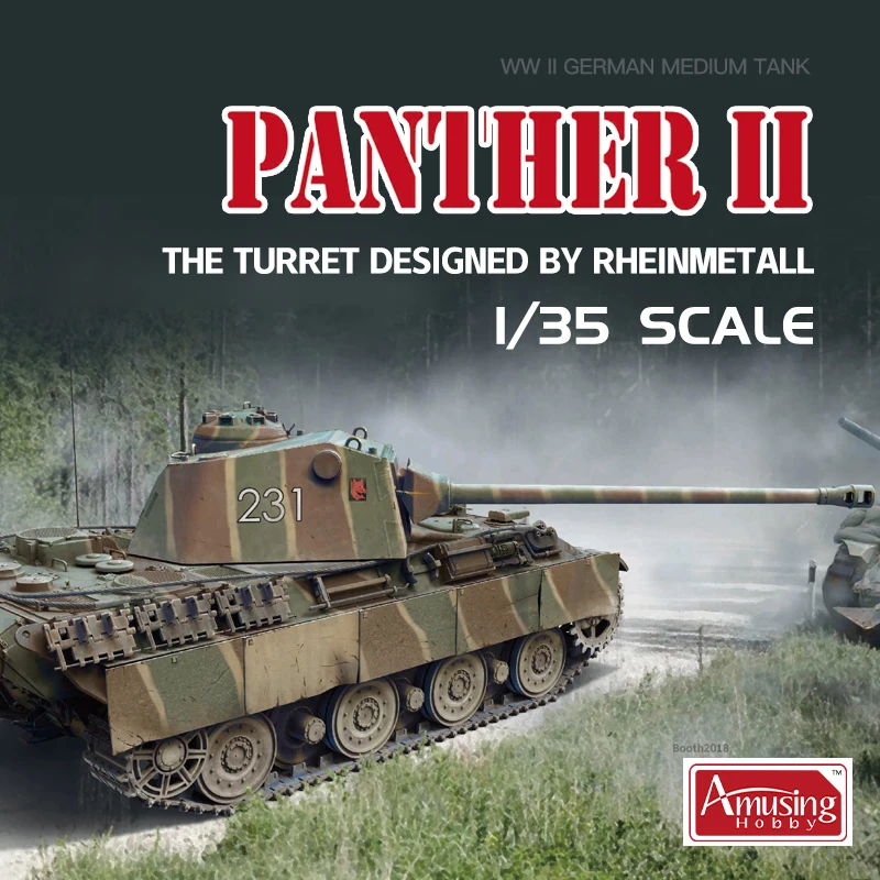 Amusing Hobby 35A040 Panther II Rheinmetall Turret 1/35 Tank Scale Model Kit.
