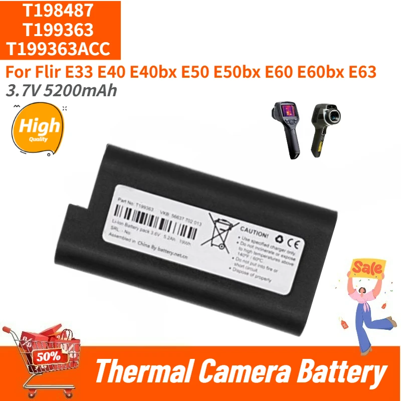 T198487 T199363 T199363ACC High Quality Thermal Camera Battery 3.7V 5200mAh for Flir E33 E40 E40bx E50 E50bx E60 E60bx E63