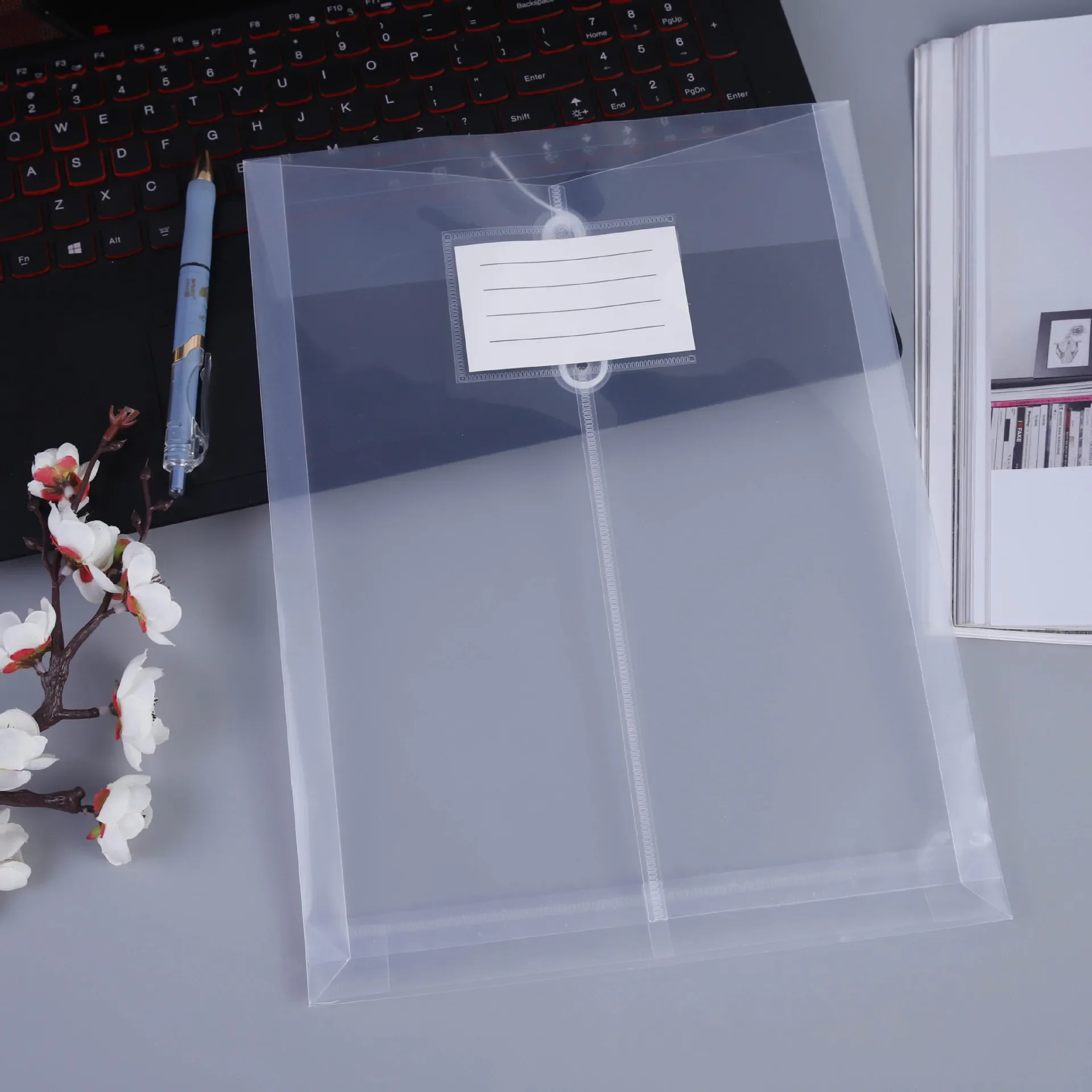 50pcs lots Thickened A4 File Bag with Note Sticker Office Business Bag Holder Student Test Paper Storage Bags Label Tab