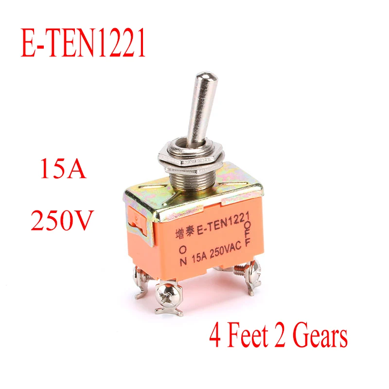 1PCS E-TEN1221 Toggle Switch 4PIN 4 Feet 2 Gears SPST ON-OFF Toggle Switch Self-locking Waterproof Cap