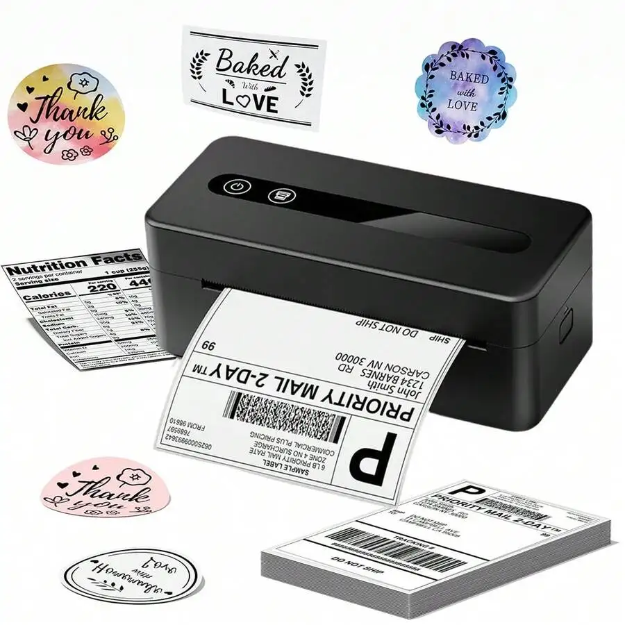 Bluetooth Thermal Label Printer For Address Shipping Packages - Wireless Label Printers For Phone&PAD&PC, PM-2411-BT Shipping Label Printer For Small Business,Thermal Label Printer + 10 Sheets Of 4X6 Thermal Label Set