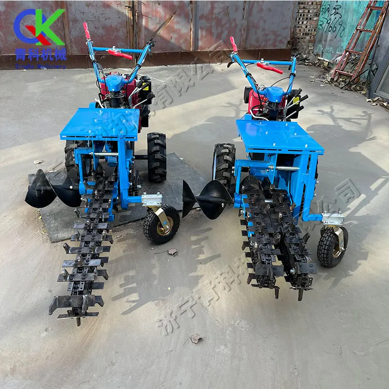 Machine de gestion de champ de trancheuse à chaîne poussée, roue de forêt fruitière, motoculteur rotatif, trancheuse à câble