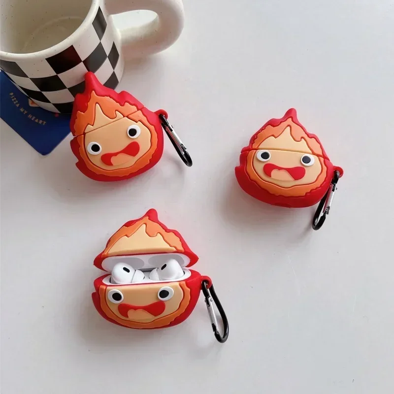 Sevimli Anime Alev Kılıf AirPods için 1 2 3 pro 2 Kulakiçi Şarj Kutusu koruyucu kulaklık kapağı airpods için 4 kılıf kanca ile