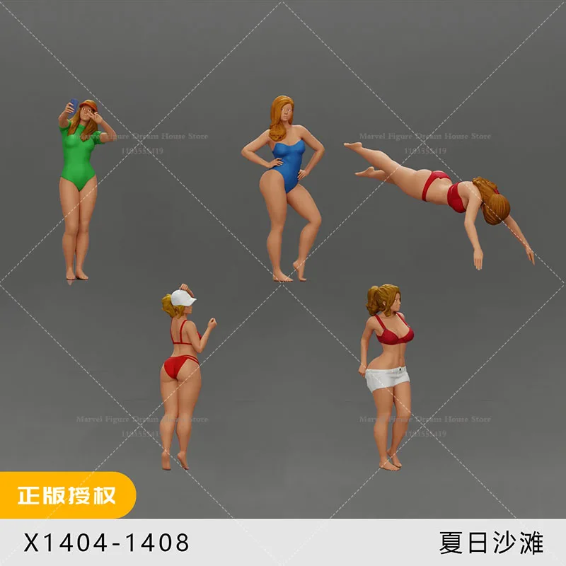 

1/64 1/43 1/35 Scale Miniature Scene Doll Hot Summer Beach Seaside Hawaii Sanya Swimsuit Beauty Un-panited White Mini Figure