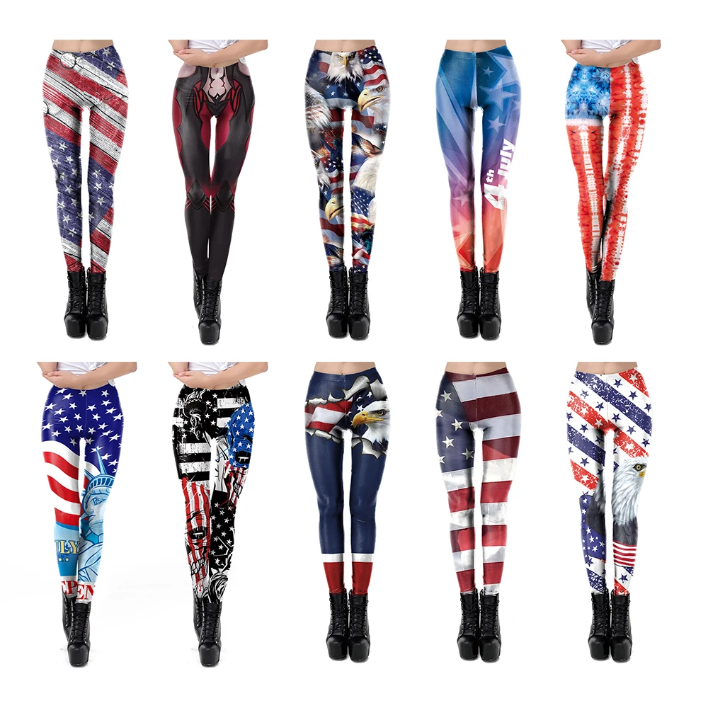 [You\'re My Secret] New Trend Women Legging High Waist Tights Sexy Pants Fitness Legins American Flag Skull 3D Print Legging