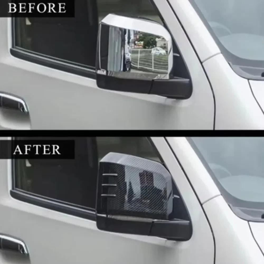 Pair ABS Chrome Rearview Side Mirror Cover Trim For Toyota HiAce Granvia Commuter 2019-2023 Exterior Door Trim Adhesive Sticker