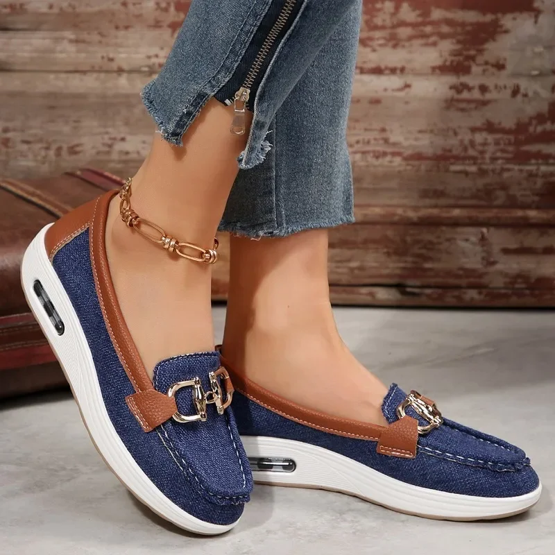 Women\'s Casual Shoes 2024 Spring and Autumn Flat Loafers Women\'s Shoes Fashion Non-slip Soft Denim Flat Shoes Zapatos De Mujer