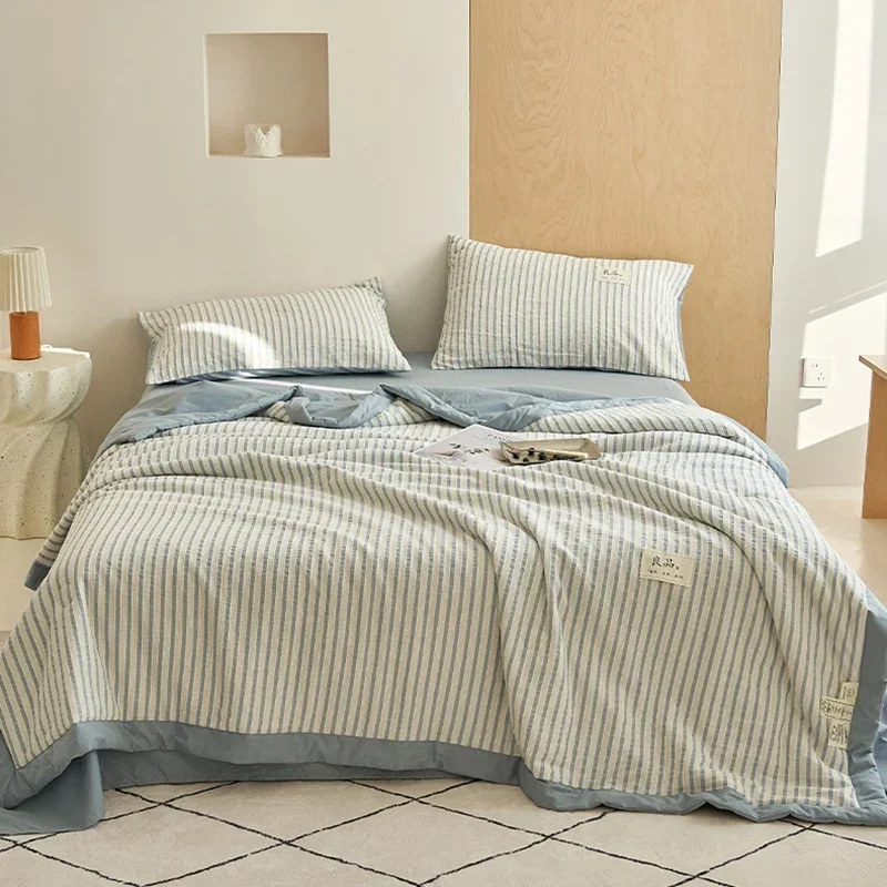High-end Jacquard Summer Quilt 100% Cotton Fabric Soya Fibre Filling Thin Comforter Soft Skin Fiendly Summer Blanket