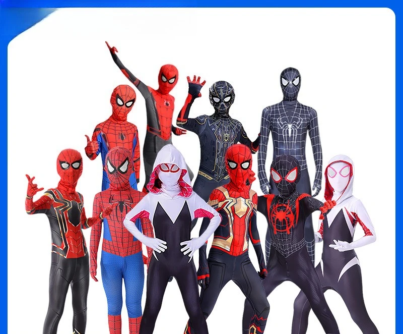 

Halloween Cosplay Costume Myers Black Spider Man Onesie Bodysuit Gwen Headgear Theme Party Suit Adult Men Women Children