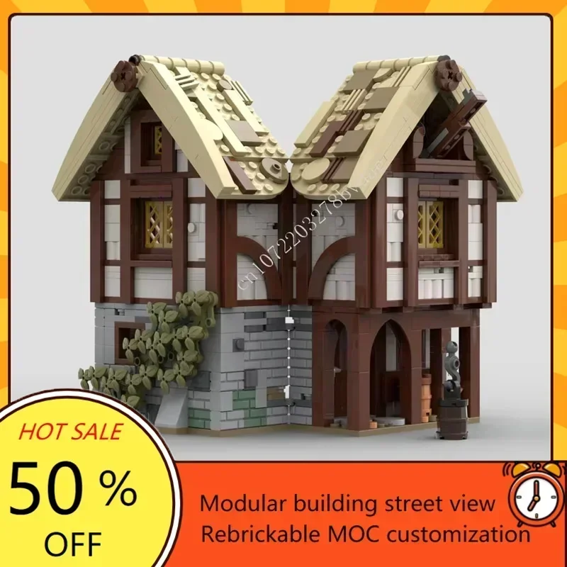 901PCS   Medieval Warehouse  MOC Custom Puzzle Famous Castle City Street View Modular Creative Collection Birthday Toys Gift