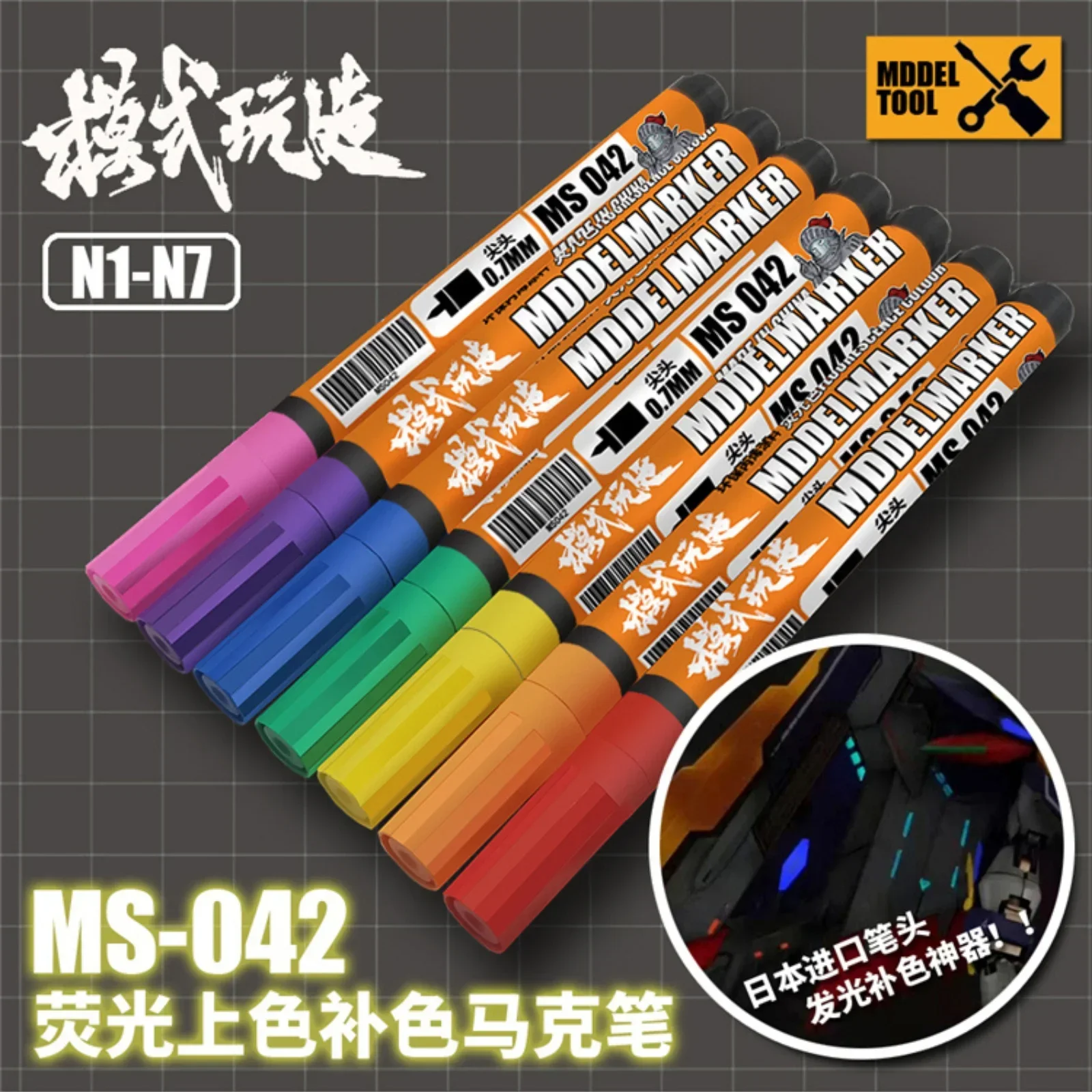 MS042 Waterborne Fluorescent Marker Pen Paint Model Tools Multi-color Optional Assembly Model Tools Hobby DIY