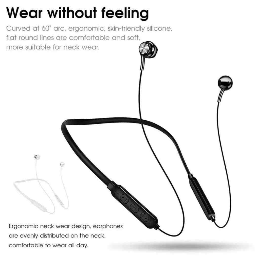 New Bluetooth-compatible Earphone Wireless Headset Magnetic Neckband Headphone Waterproof Sport Earbud With Noise Cancelling Mic