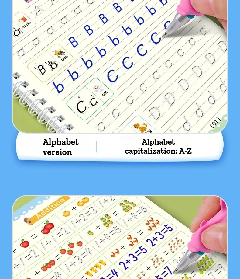 4-teiliges Magic Groove-Übungsheft für Kinder, wiederverwendbares Schreibbuch, verwendet für englische Kalligraphie im Vorschulalter, zum kostenlosen Abwischen und Lernen – Detail 4