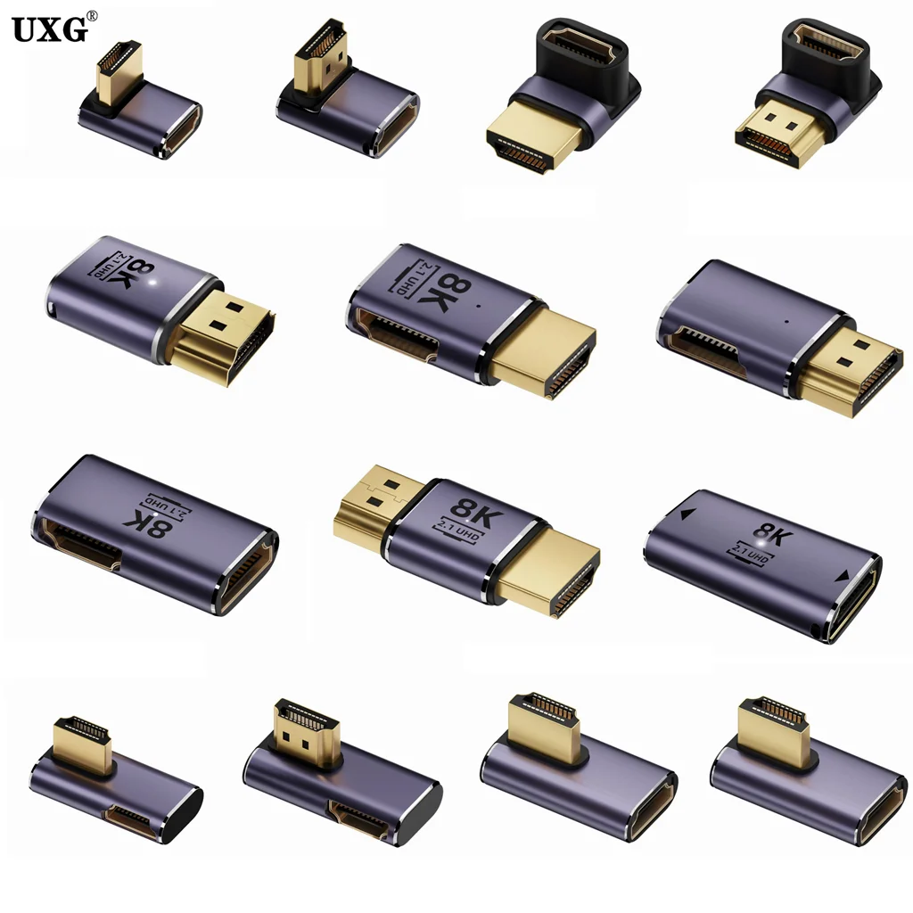 HDMI Male To Female Extender 90/270 Degree Right Angle Adapter 8K 60Hz 4K 48Gbps HDMI-Compatible HDR Video for PS5 Laptop UHD TV