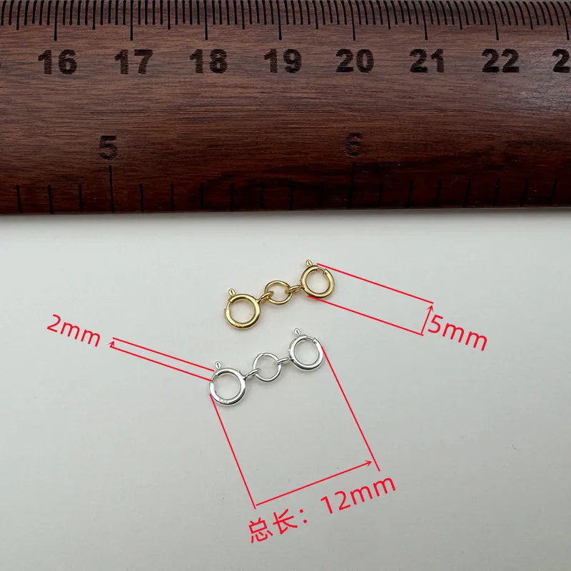 1Set Solid 925 Sterling Silver  5MM Double Clasp Connector DIY Jewelry Making Accessories Finding