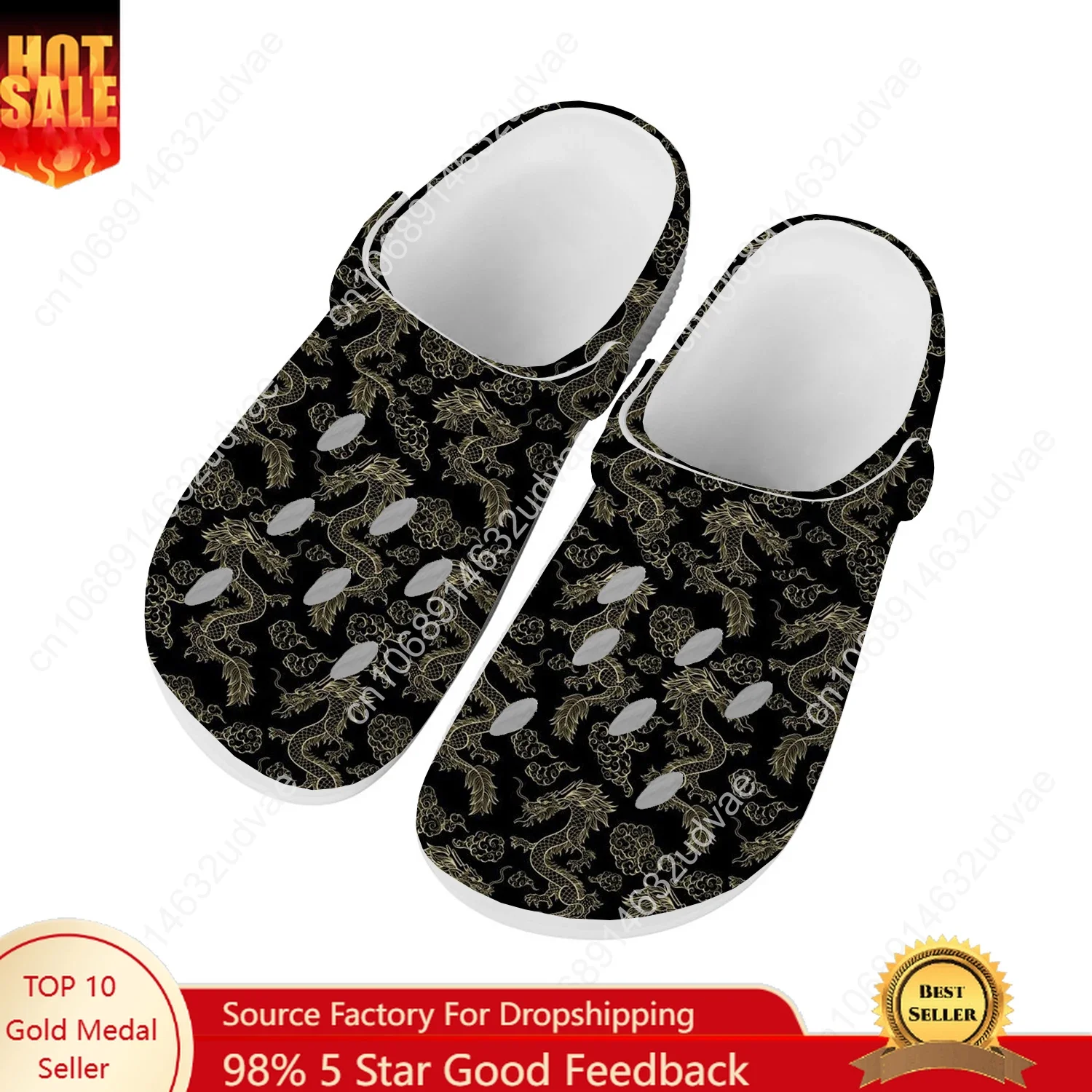 Chinese Dragon Water Shoes Mens Womens High Quality Fashion Home Garden Clogs Customizd Sandals Beach Breathable Hole Slippers