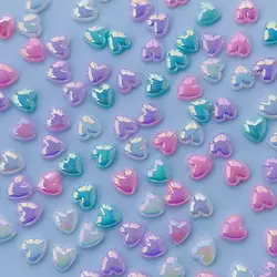 20PCS 3D Aurora Heart Nail Charms Jewelry Multi Color Resin Nail Art Decoration Supplies Parts Sparkly Love Manicure Accessories