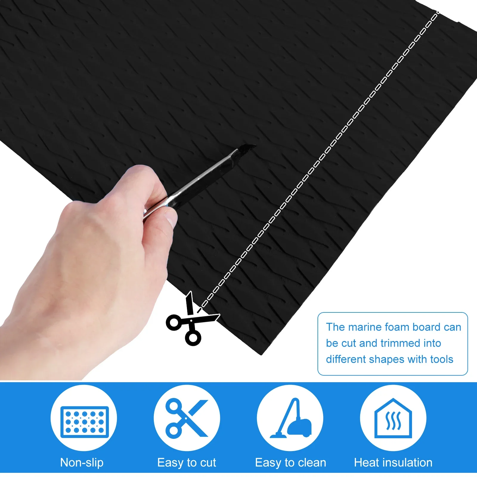 120x30cm Self-Adhesive EVA Non-Slip Mat Multi-Purpose Boat Deck Flooring Mat for Home Motorboat RV Yacht Kayak Surfboard