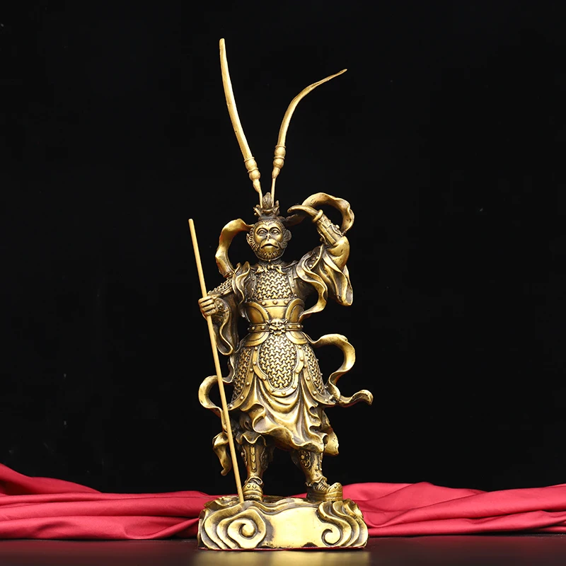 Pure copper figurine of Sun Wukong, also known as the Monkey King, meticulously crafted for home decor.