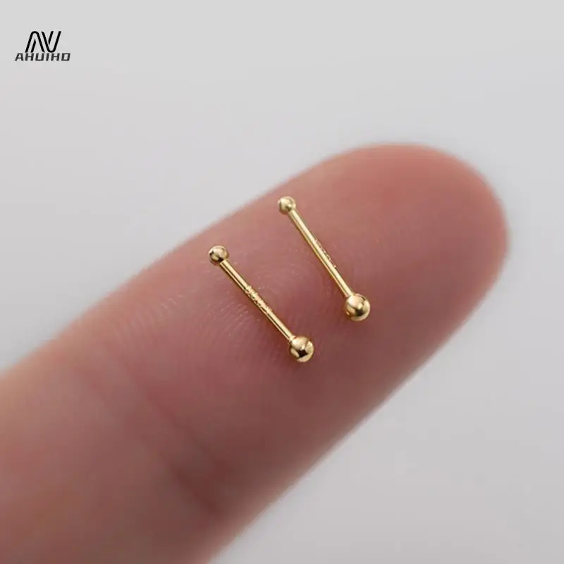 2 Pcs Minimalist Small Bead Stud Earrings for Women Girls Ear Bone Screw Earrings Hypoallergenic Jewelry