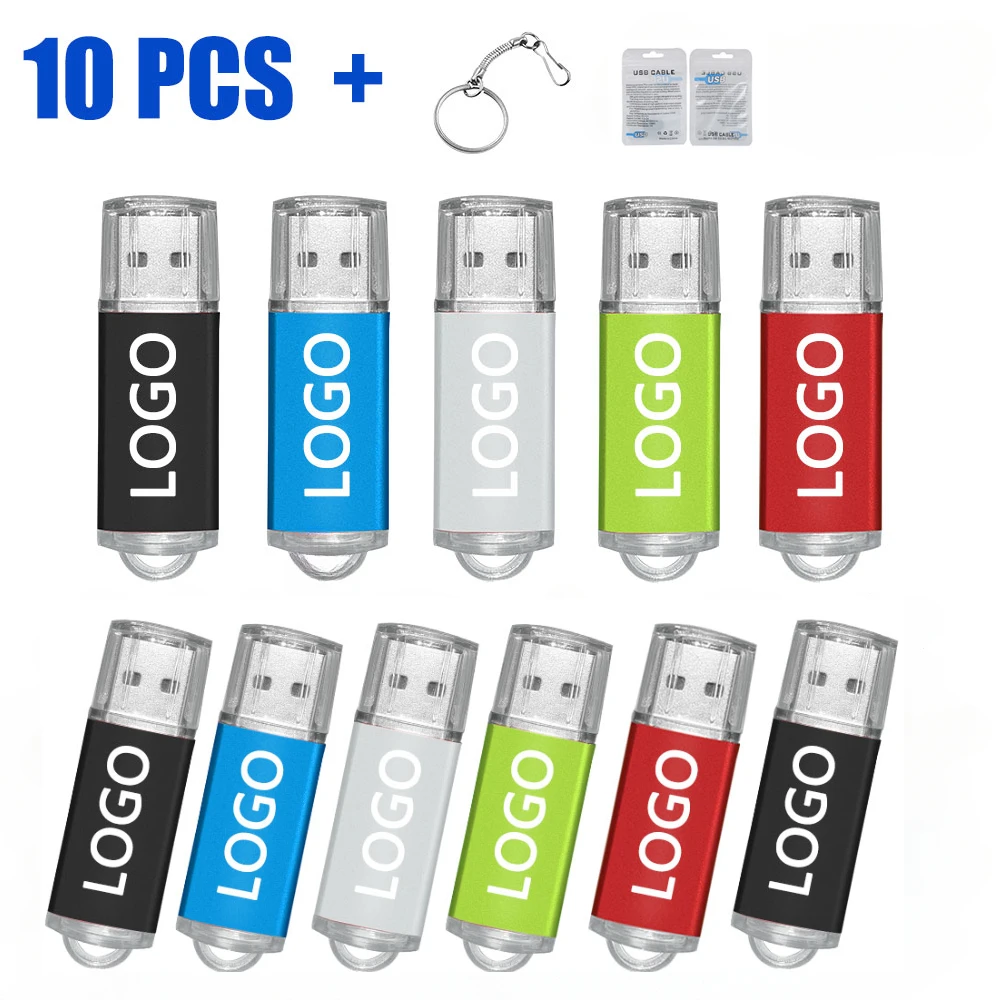 10Pcs/lot USB 2.0 Flash Drive 64GB Pen Drive 32GB Pendrive 128GB Disk On Key USB Stick 8GB 4GB 2GB 1GB Memory Flash Disk