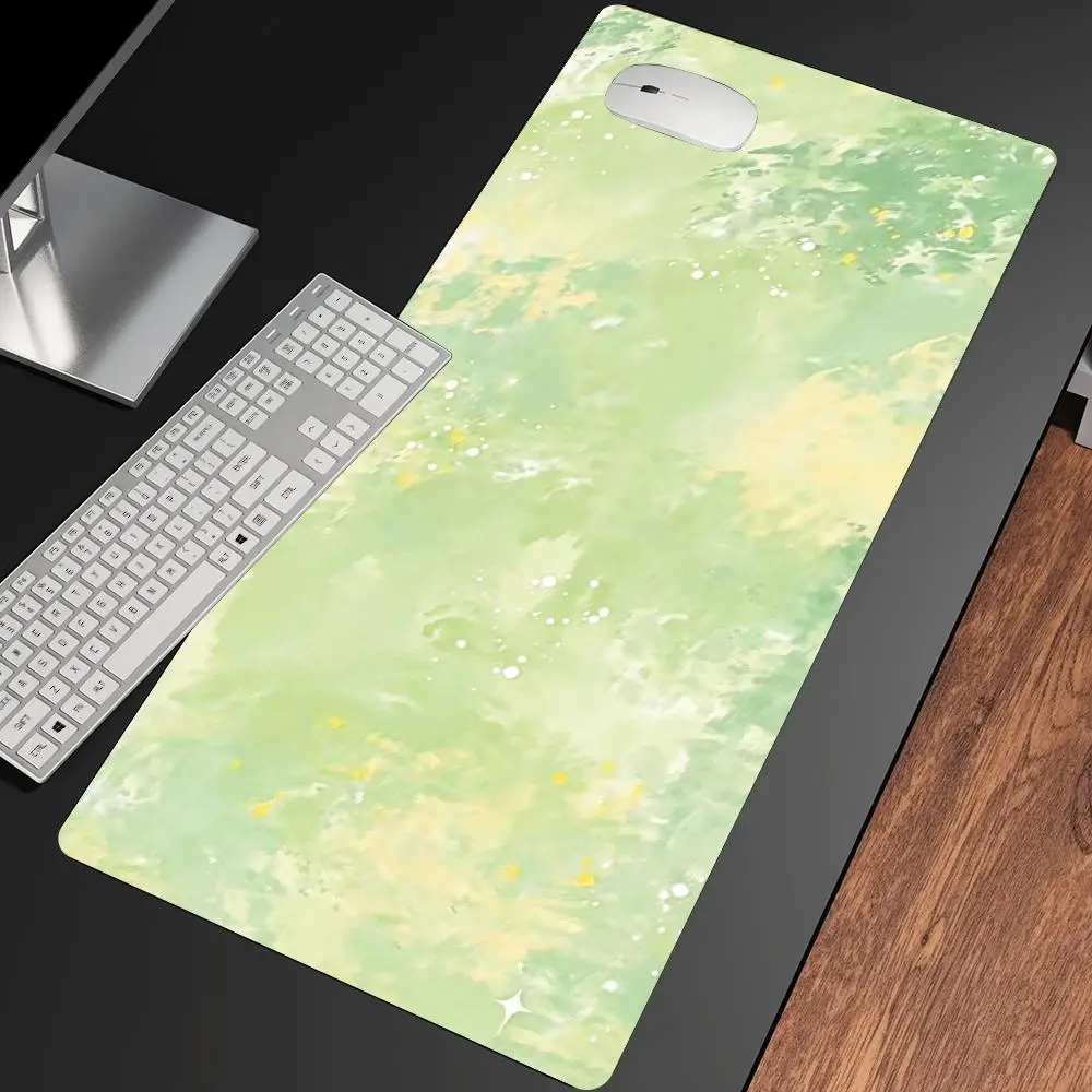 Fresh Light Green Watercolor Blend Mouse Pad Xxl Office Carpet Table Mat Deskpad Gaming Rug Keyboard Pad Set Up Desk Decorating