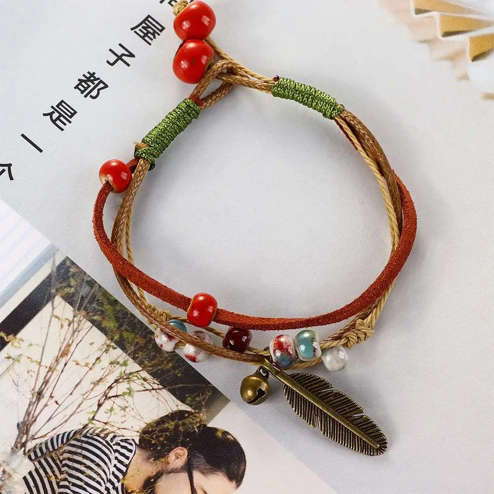 Ethnic Style Original Handmade Ceramic Bronze Adjustable For Women Jewelry Rope Bracelets Bracelets Accessories