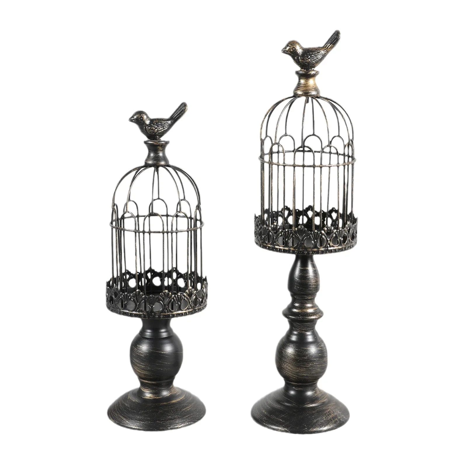 European style vintage candle holder iron simple birdcage candle holder ornament creative wedding restaurant model