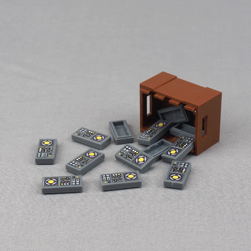 MOC 10PCS Printed 3069pb0847 1x2 Slider Button Pattern Building Blocks 3069 Printing Mecha Plate Board Bricks Particle Toys Gift