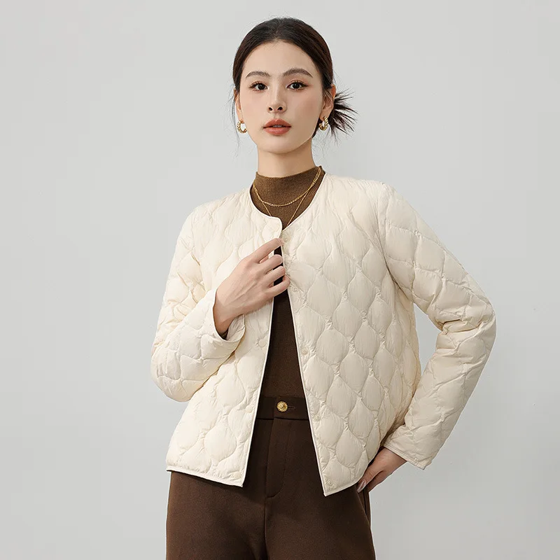 Single Breasted Warm Down Jacket 2024 Autumn Winter Women Light Thin White Duck Down Coat Parkas Ladies Bigsize Puffer Outwears