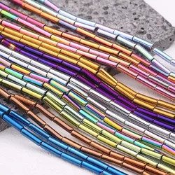 13×4mm 25pcs Tube Cylinders Long Straight Silvery Color Plated Hematite Spacers Loose Beads For Jewelry DIY Necklace Bracelet