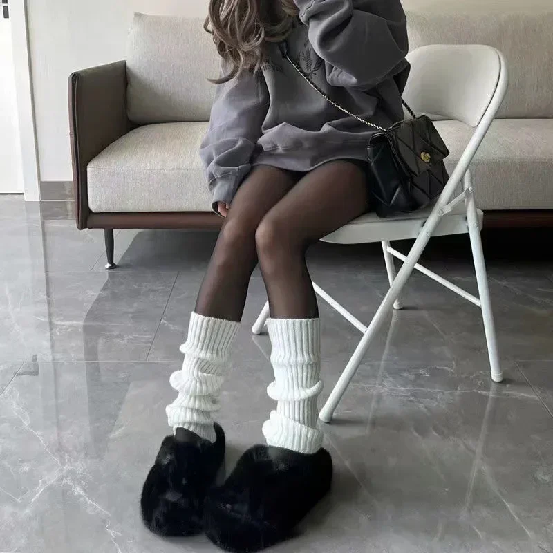 Protecteur de jambe pour fille Lolita, couvre-pied tricoté élastique, chaussettes tricotées en corne chaude, couvre-pied pour jeu de rôle, bas d'automne/hiver