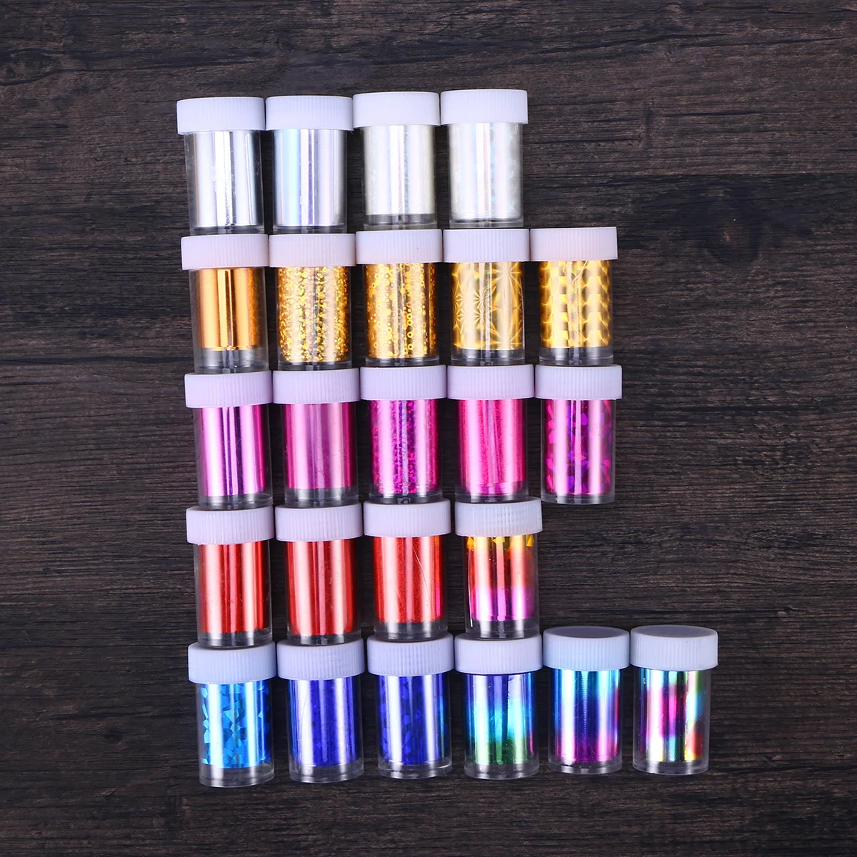 สติกเกอร์ติดเล็บลายฟอยล์ไล่สี 24 ชิ้น สำหรับผู้หญิง ตกแต่งเล็บแบบติดเอง ไม่ต้องใช้กาว