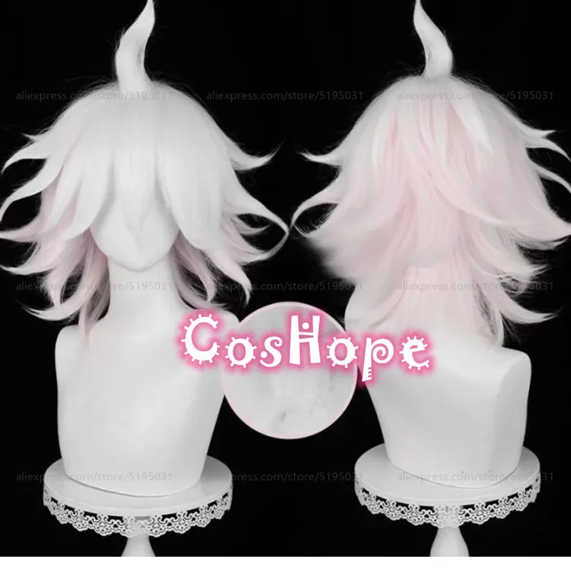 Nagito Komaeda Cosplay Wig 37cm Short Pink White Gradient Wig Cosplay Anime Cosplay Heat Resistant Synthetic Hair