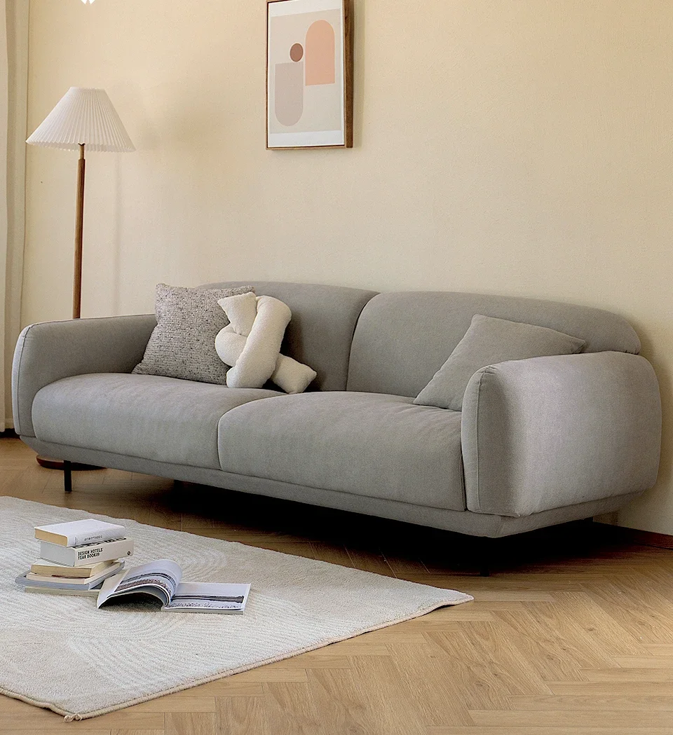 Vanilla Sofa Nordic and Japanese Style Small Apartment Fabric Sofa Living Room Furniture down Simple Three-Seat