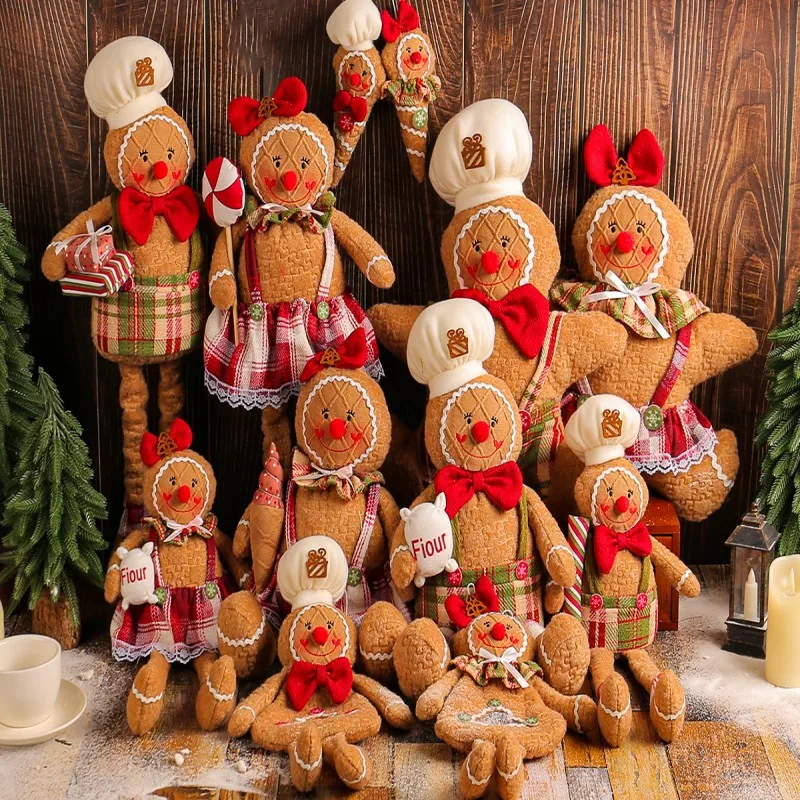 Christmas Gingerbread Man Doll Series Fabric Long Legs Window Ornaments Christmas Decoration Christmas Stocking Hanging Ornament