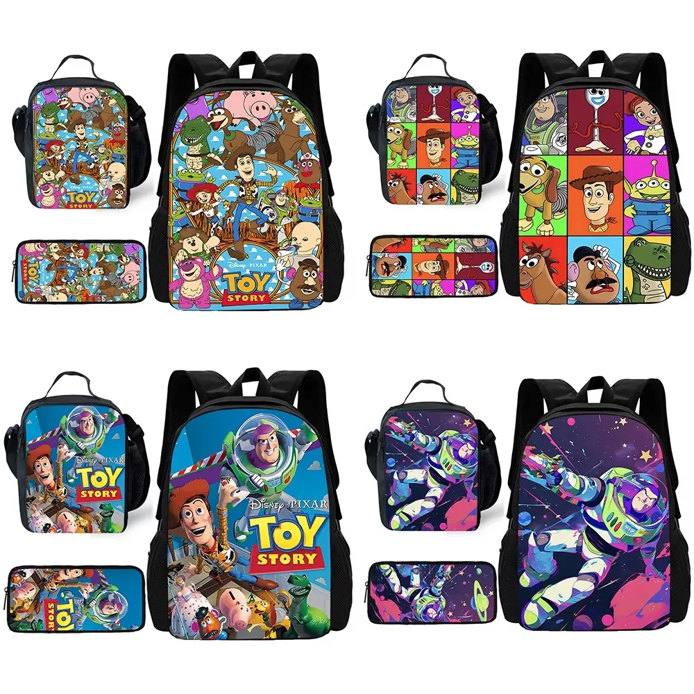 Child Toy Story Buzz Lightyear School Backpack with Lunch Bags ,Pencil Bags ,School Bags for Boys Girls Best Gift