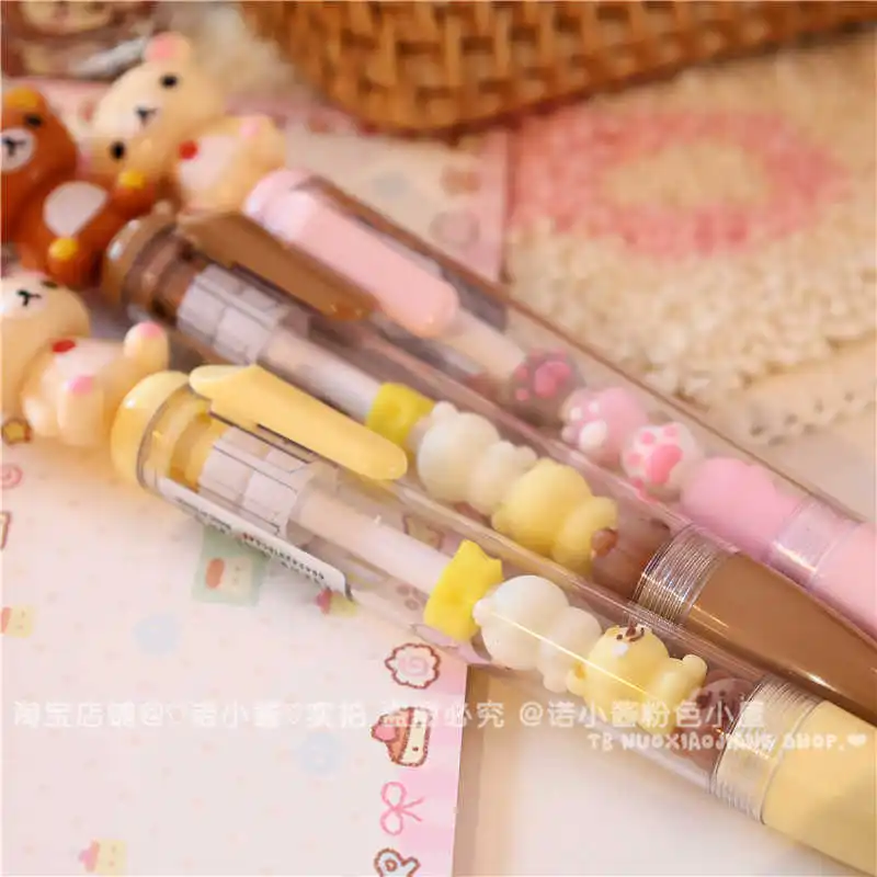 جديد 2025 سيخ Rilakkuma Kawaii الغراء دمية 0.5 مللي متر الصحافة قلم محايد اللون الكرتون اليابانية فتاة طالب عالية القيمة القلم الهدايا المدرسية