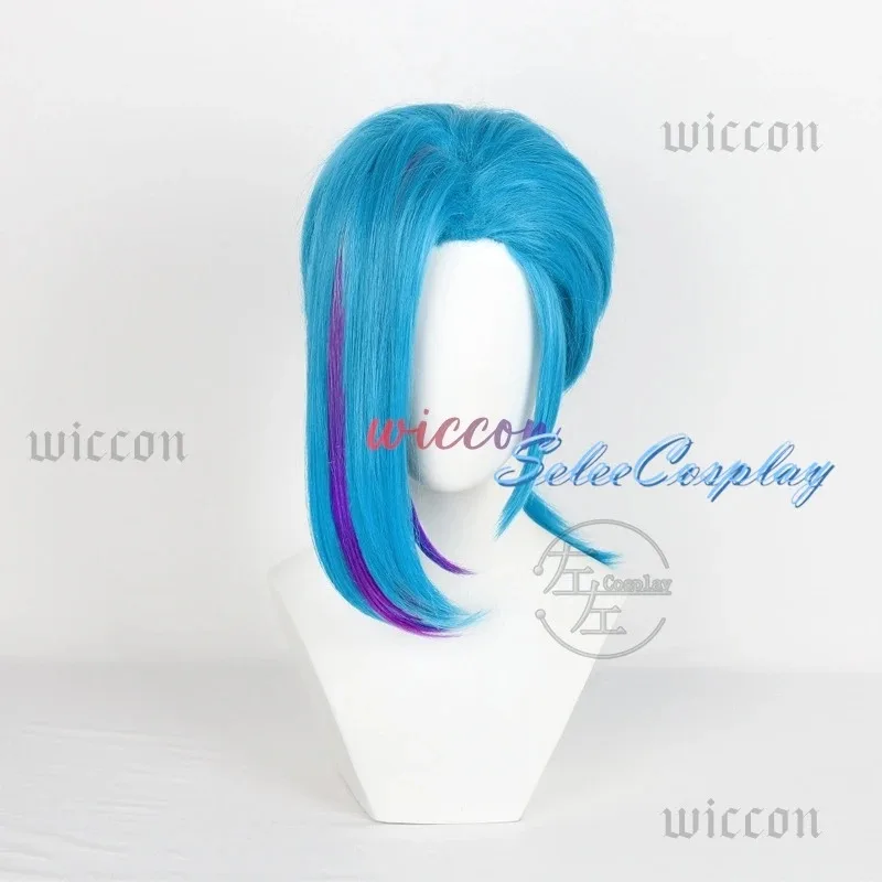 Arcane Season 2 Jinx Front Lace Wig Game Cosplay Women Blue 45cm Bangs Short Heat Resistant Hair Jinx Cosplay Free Cap Halloween