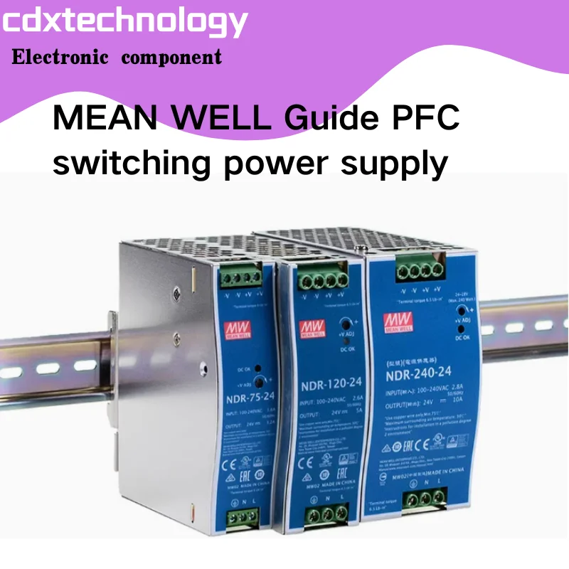 

MEAN WELL NDR-75/120/240/480 24V/12V guide PFC Switching power Supply 48V DRP 10A 20A
