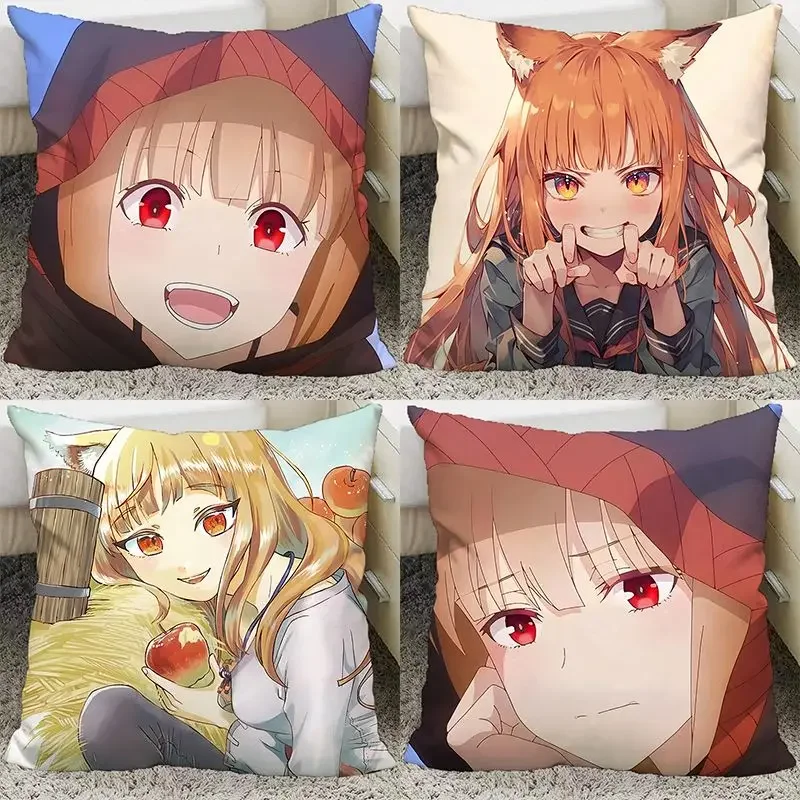 Anime Spice and Wolf Merchant Meets The Wise Wolf Pillow and Pillowcase Cover Double Sided Pattern Throw Pillows 40x40cm