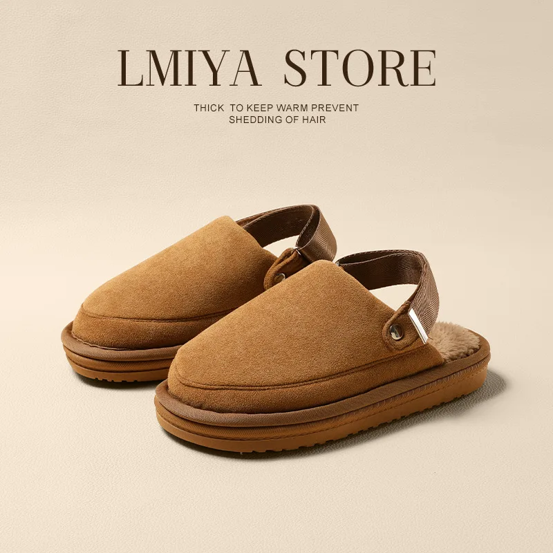 

Womens Mens House Slippers Slip on Snow Winter Warm Fully Fur Lined Slippers Shoes Cozy Plush Indoor/Outdoor Slides