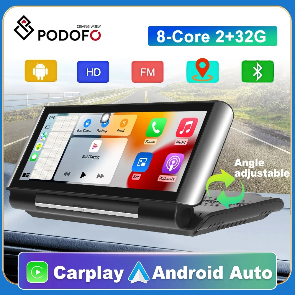 

Podofo 6.86" Android 13 CarPlay Car Video HD Screen Player Suppport Rear Camera Android Auto Apple Airplay GPS Navigation