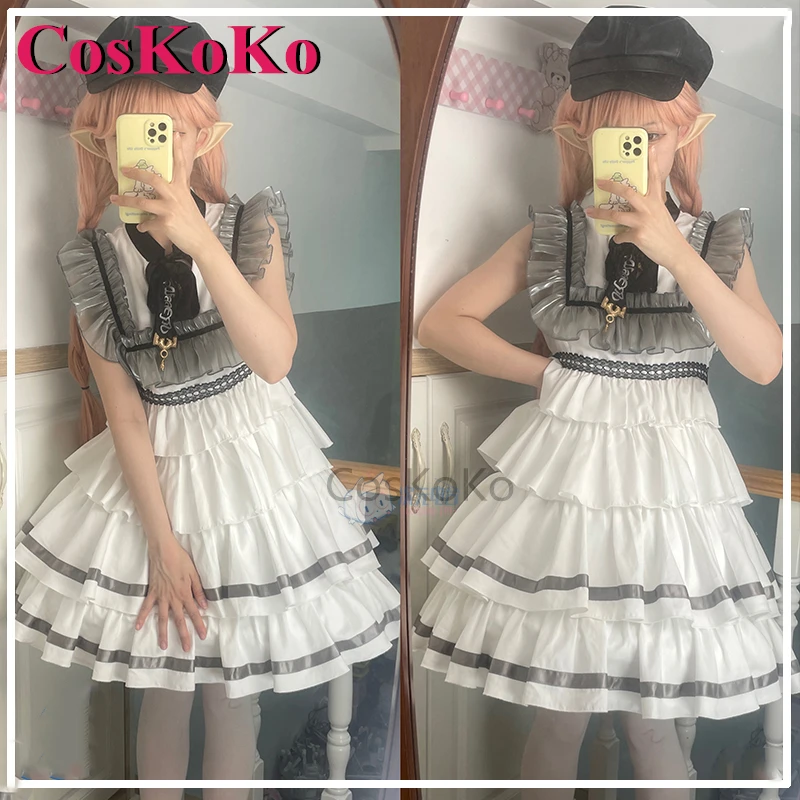 CosKoKo White Cosplay Anime Game Final Fantasy XIV FF14 Costume Modern Line Lovely Dress Halloween Carnival Role Play Clothing