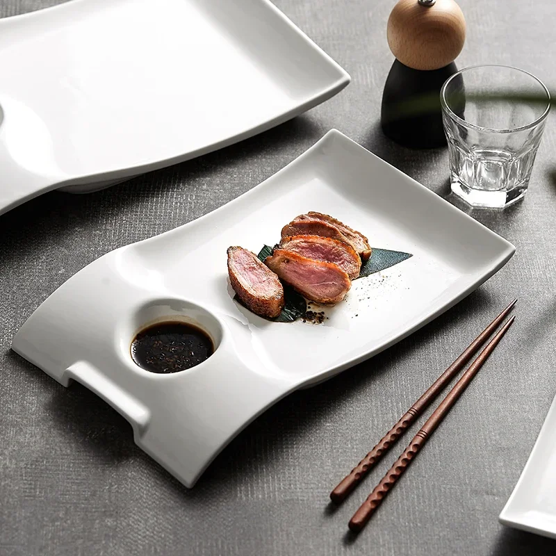 Plato  cerámica Irregular para bistec,  Jiaozi  Sushi con plato  vinagre,  frío  concha, vajilla  cerámica,