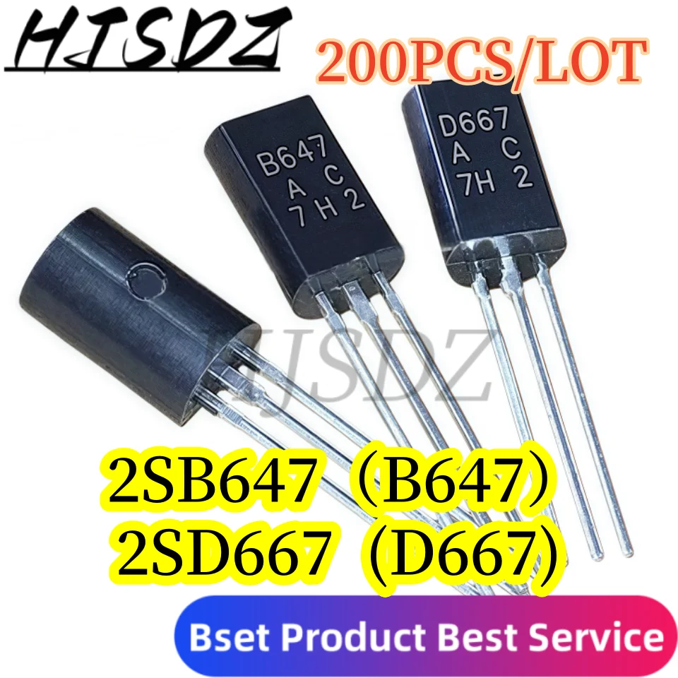 New imported audio matched transistors 【200PCS/LOT】2SB647 2SD667 B647 D667 TO92 pair of tubes in
