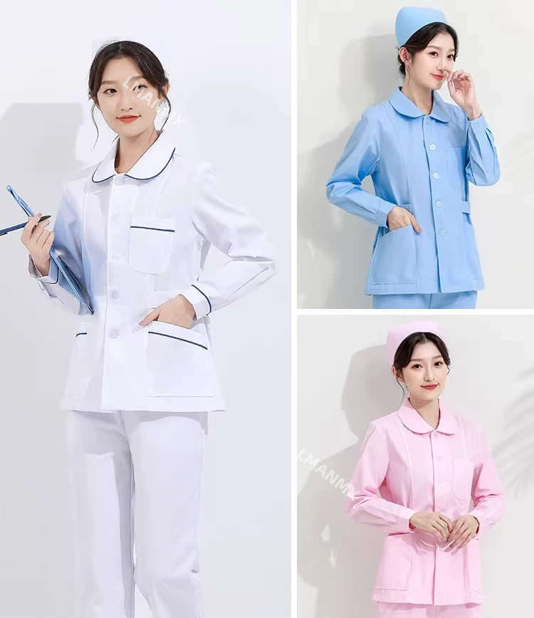 Infirmière d'été à manches courtes pour femmes, manches fines, manches longues, coupe courte, combinaison fendue, coupe cintrée, grande taille, vêtements de travail dentaires